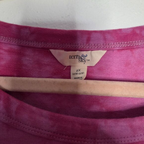 Terra & Sky Plus 2X Tie Dye Pink Shorts and Sweatshirt Set 2-Piece - Picture 5 of 12